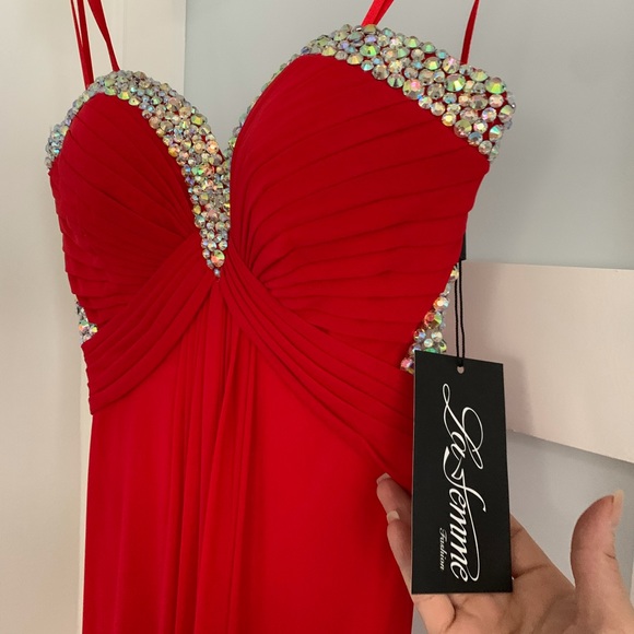 NWT La Femme Sweetheart Crystal Evening Gown - Picture 2 of 9